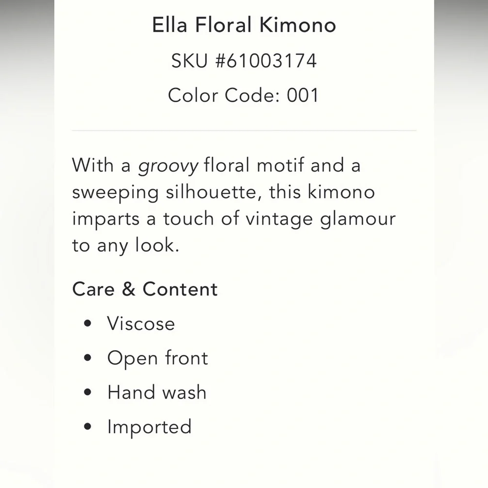 NWT ELLA for‎ Anthropologie floral kimono